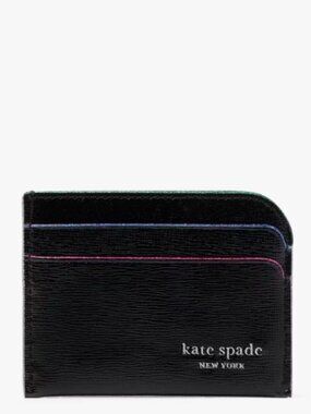 Kate Spade Devin Glitter Edge Black Card Holder NWT $ MSRP